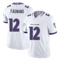 Baltimore #12 Fagnano Player Football V Neck Short Sleeve White Jahquez Joe For Men Youth Women Gift