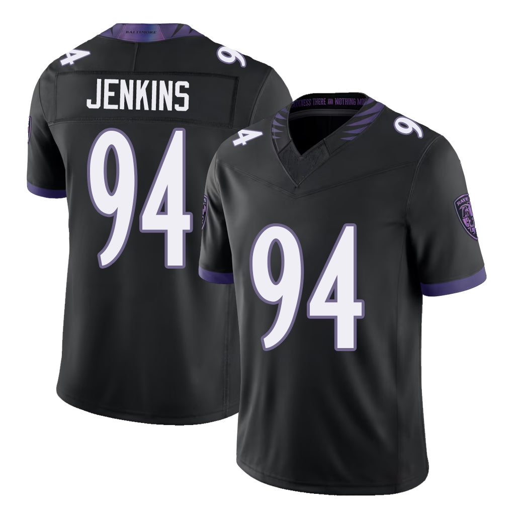 Baltimore #94 Jenkins Player Football V Neck Short Sleeve Black Jersey John For Men Youth Women Gift