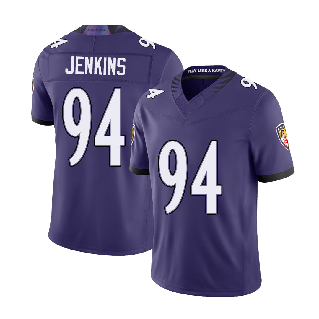 Baltimore #94 Jenkins Player Football V Neck Short Sleeve Purple Jersey John For Men Youth Women Gift