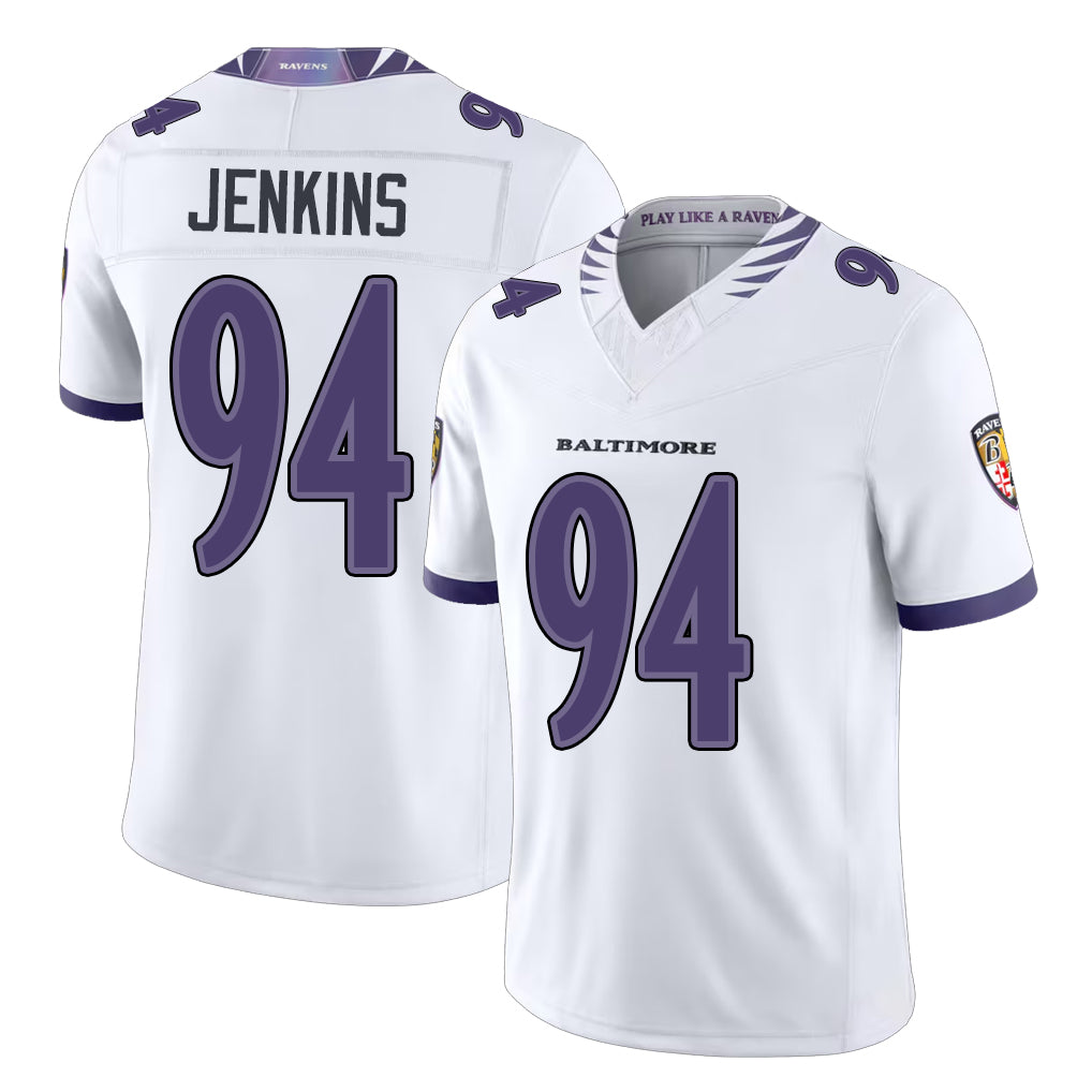 Baltimore #94 Jenkins Player Football V Neck Short Sleeve White Jahquez John For Men Youth Women Gift