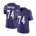 Baltimore #74 Simpson Player Football V Neck Short Sleeve Purple Jersey John For Men Youth Women Gift