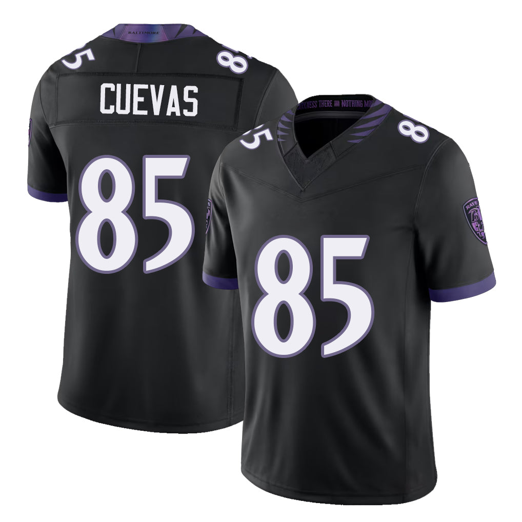 Baltimore #85 Cuevas Player Football V Neck Short Sleeve Black Jersey Josh For Men Youth Women Gift