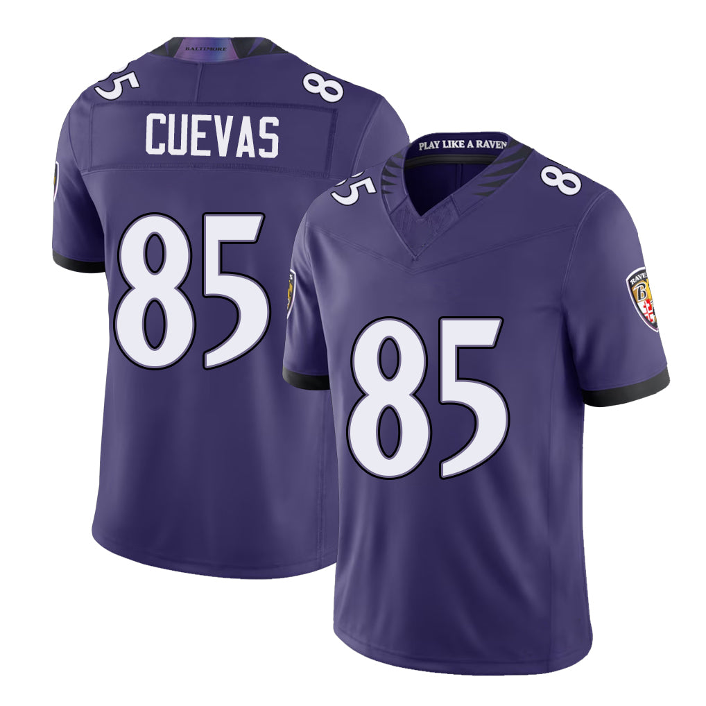 Baltimore #85 Cuevas Player Football V Neck Short Sleeve Purple Jersey Josh For Men Youth Women Gift