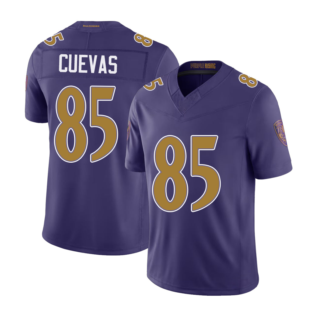 Baltimore #85 Cuevas Player Football V Neck Short Sleeve Purple Jersey Josh For Men Youth Women Gift