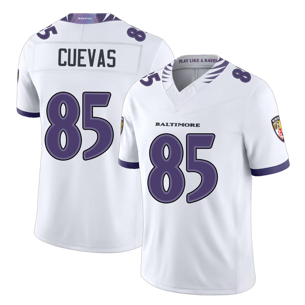 Baltimore #85 Cuevas Player Football V Neck Short Sleeve White Jahquez Josh For Men Youth Women Gift