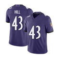 Baltimore #43 Hill Player Football V Neck Short Sleeve Purple Jersey Justice For Men Youth Women Gift