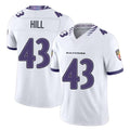 Baltimore #43 Hill Player Football V Neck Short Sleeve White Jahquez Justice For Men Youth Women Gift