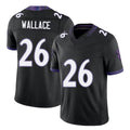 Baltimore #26 Wallace Player Football V Neck Short Sleeve Black Jersey K'Von For Men Youth Women Gift