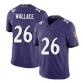 Baltimore #26 Wallace Player Football V Neck Short Sleeve Purple Jersey K'Von For Men Youth Women Gift