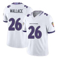 Baltimore #26 Wallace Player Football V Neck Short Sleeve White Jahquez K'Von For Men Youth Women Gift