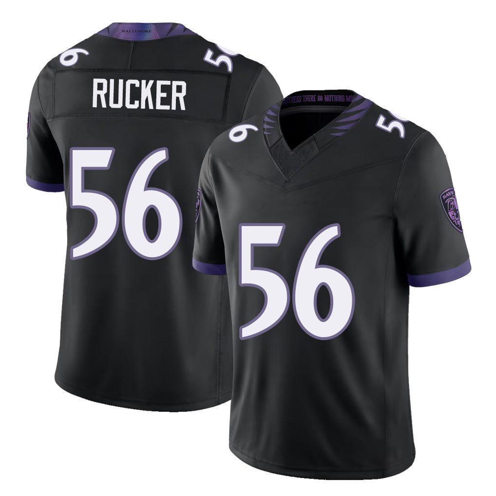 Baltimore #56 Rucker Player Football V Neck Short Sleeve Black Jersey Kaimon For Men Youth Women Gift