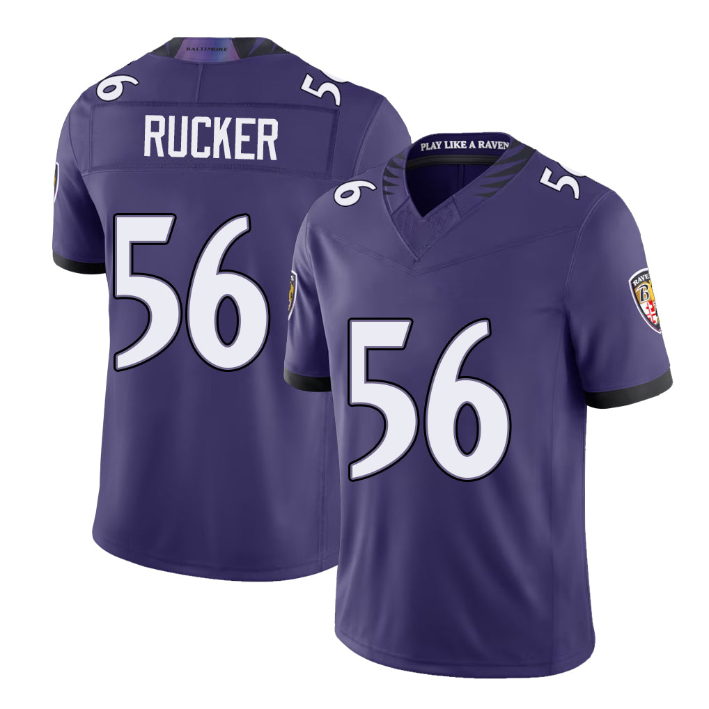 Baltimore #56 Rucker Player Football V Neck Short Sleeve Purple Jersey Kaimon For Men Youth Women Gift