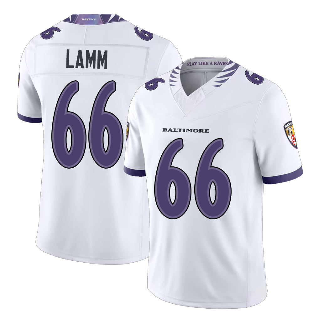 Baltimore #66 Lamm Player Football V Neck Short Sleeve White Jahquez Kendall For Men Youth Women Gift