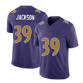 Baltimore #39 Jackson Player Football V Neck Short Sleeve Purple Jersey Keondre For Men Youth Women Gift