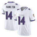 Baltimore #14 Hamilton Player Football V Neck Short Sleeve White Jahquez For Men Youth Women Gift