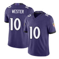Baltimore #10 Wester Player Football V Neck Short Sleeve Purple Jersey LaJohntay For Men Youth Women Gift