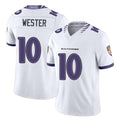 Baltimore #10 Wester Player Football V Neck Short Sleeve White LaJohntay For Men Youth Women Gift