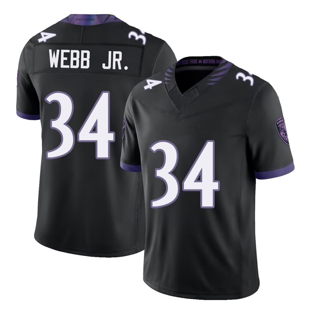 Baltimore #34 Webb Jr. Player Football V Neck Short Sleeve Black Jersey Ladarius For Men Youth Women Gift