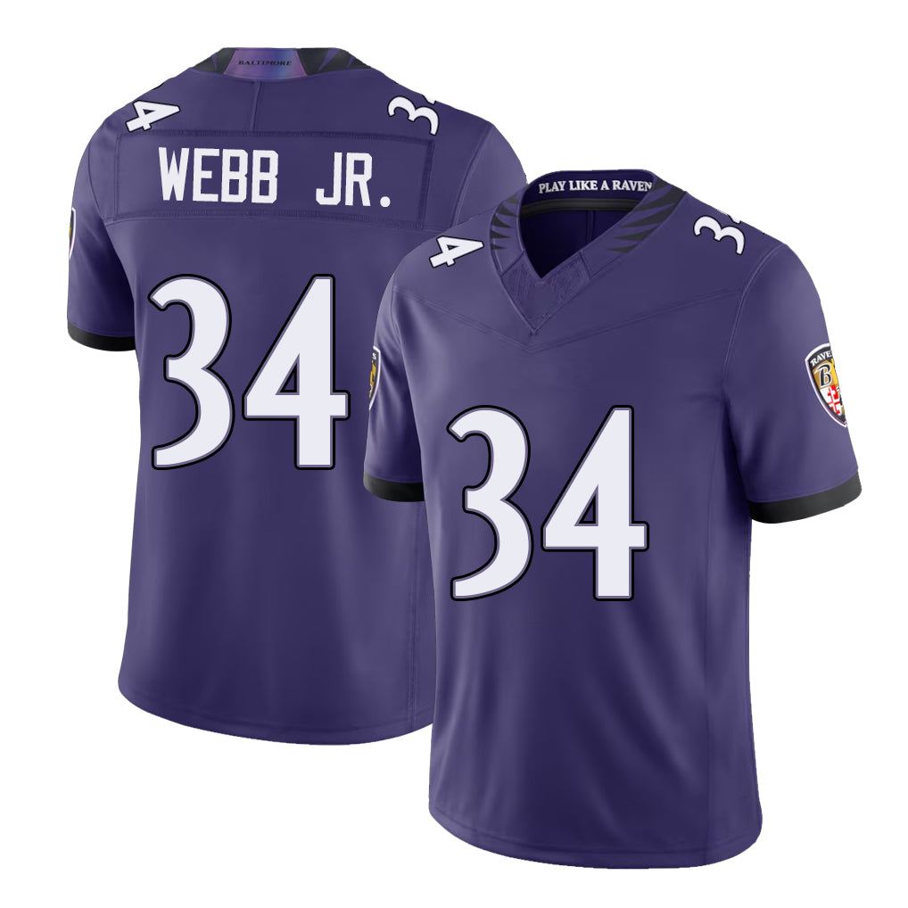 Baltimore #34 Webb Jr. Player Football V Neck Short Sleeve Purple Jersey Ladarius For Men Youth Women Gift