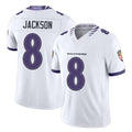 Baltimore #8 Jackson Player Football V Neck Short Sleeve White Lamar For Men Youth Women Gift