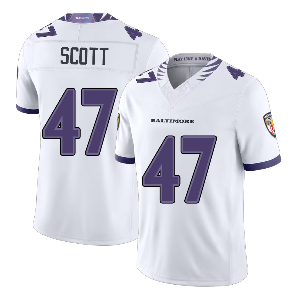 Baltimore #47 Scott Player Football V Neck Short Sleeve White Lucas For Men Youth Women Gift