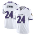 Baltimore #24 Starks Player Football V Neck Short Sleeve White Malaki For Men Youth Women Gift