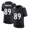 Baltimore #89 Andrews Player Football V Neck Short Sleeve Black Jersey Mark For Men Youth Women Gift