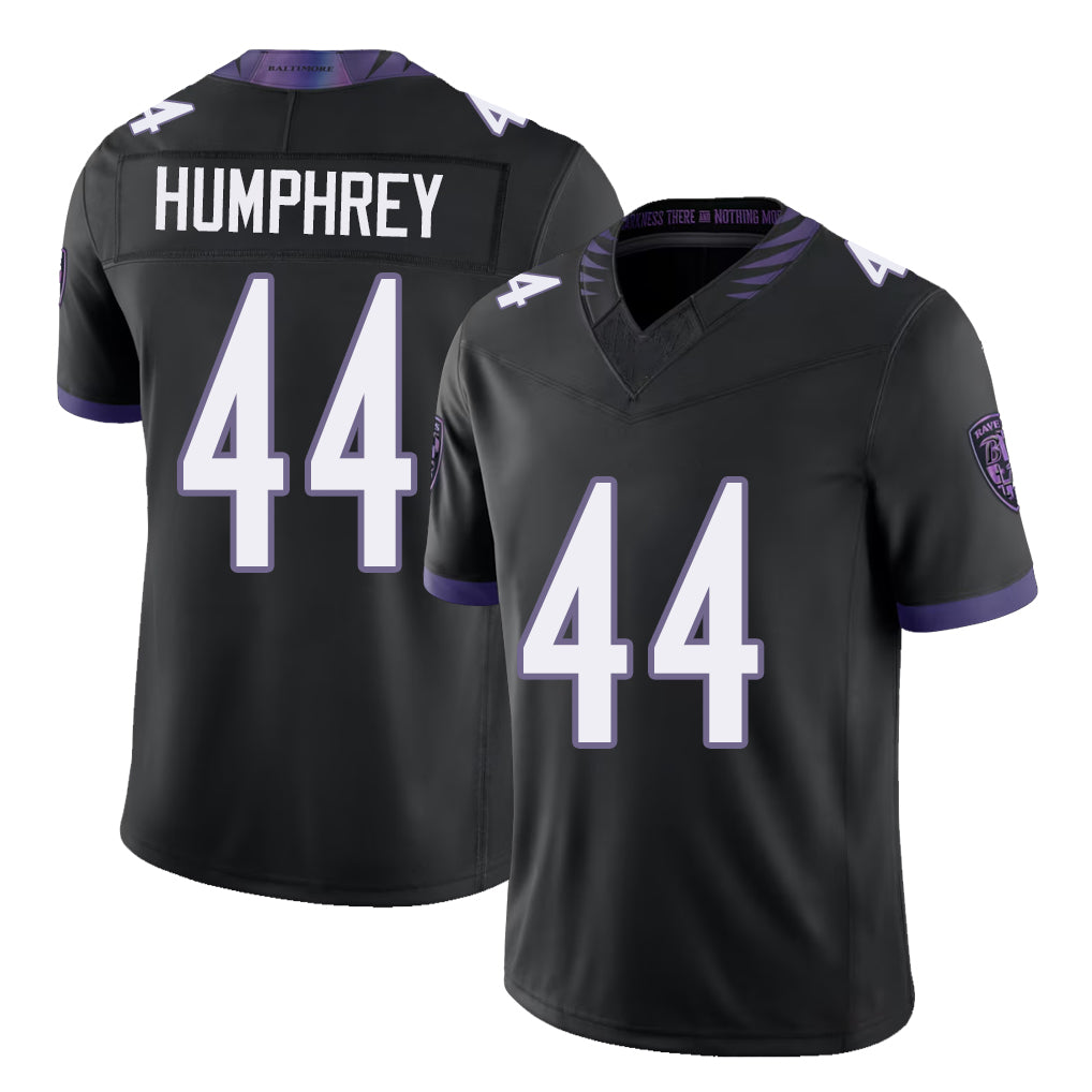 Baltimore #44 Humphrey Player Football V Neck Short Sleeve Black Jersey Marlon For Men Youth Women Gift