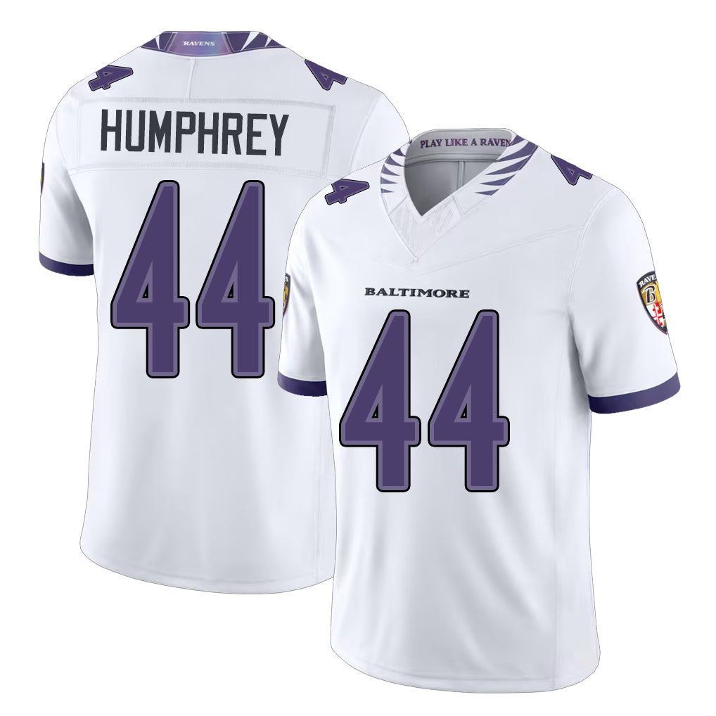 Baltimore #44 Humphrey Player Football V Neck Short Sleeve White Marlon For Men Youth Women Gift