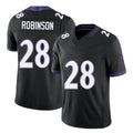 Baltimore #28 Robinson Player Football V Neck Short Sleeve Black Jersey Marquise For Men Youth Women Gift