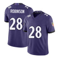 Baltimore #28 Robinson Player Football V Neck Short Sleeve Purple Jersey Marquise For Men Youth Women Gift