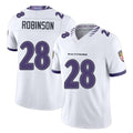 Baltimore #28 Robinson Player Football V Neck Short Sleeve White Marquise For Men Youth Women Gift