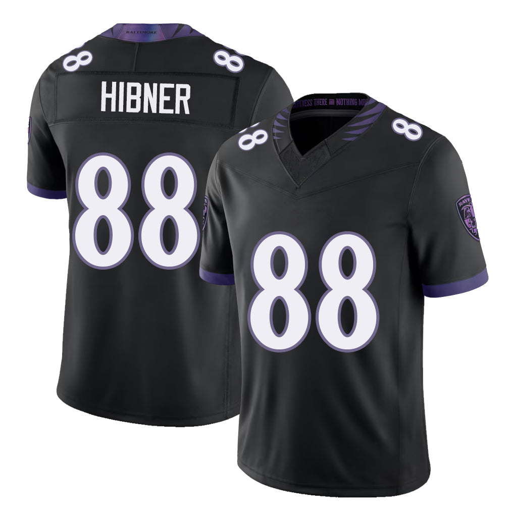 Baltimore #88 Hibner Player Football V Neck Short Sleeve Black Jersey Matthew For Men Youth Women Gift