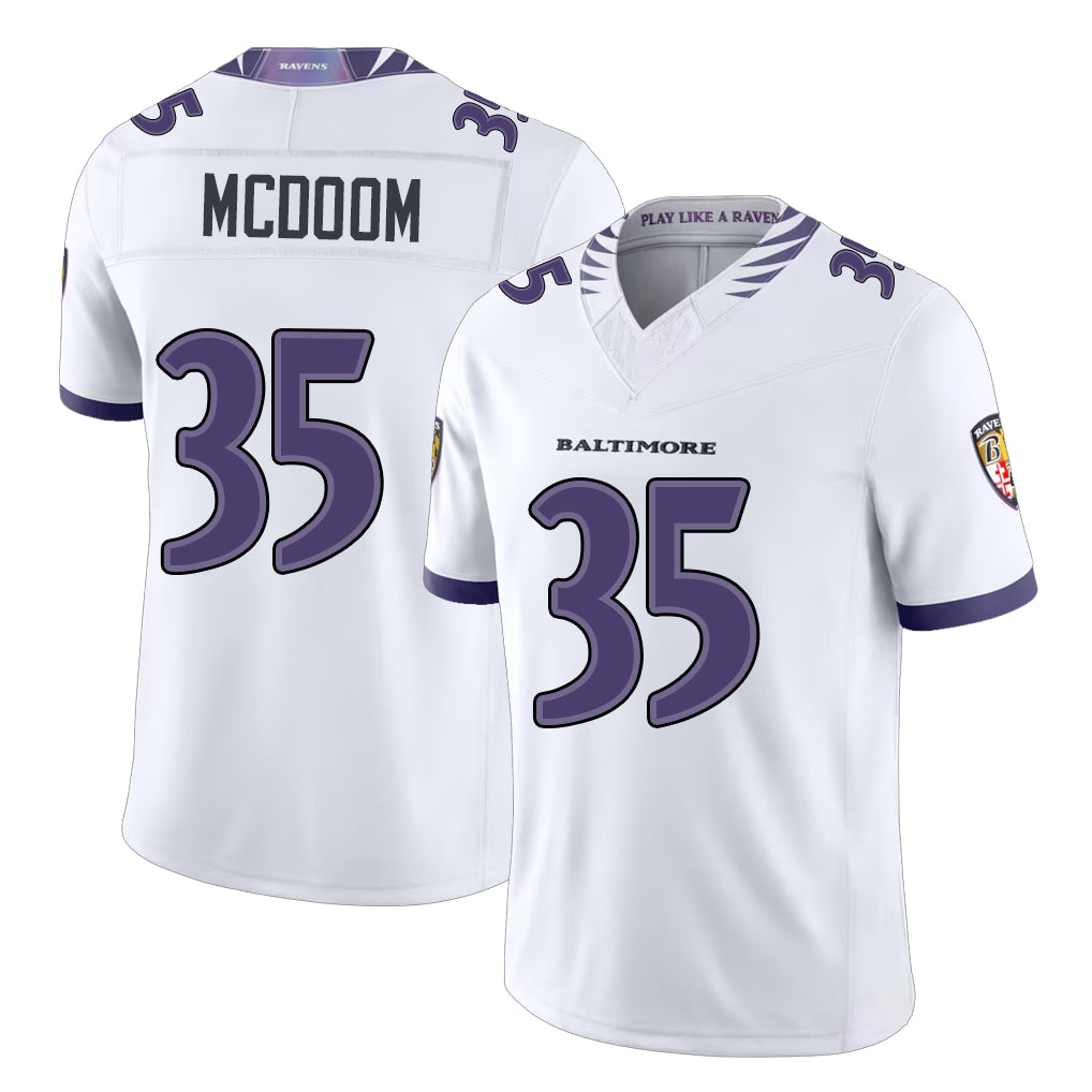 Baltimore #35 McDoom Player Football V Neck Short Sleeve White Matthew For Men Youth Women Gift