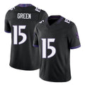 Baltimore #15 Green Player Football V Neck Short Sleeve Black Jersey Mike For Men Youth Women Gift