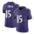 Baltimore #15 Green Player Football V Neck Short Sleeve Purple Jersey Mike For Men Youth Women Gift