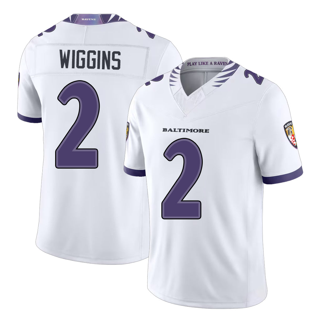 Baltimore #2 Wiggins Player Football V Neck Short Sleeve White Nate For Men Youth Women Gift