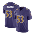 Baltimore #53 Dawkins Player Football V Neck Short Sleeve Purple Jersey Nick For Men Youth Women Gift