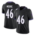 Baltimore #46 Moore Player Football V Neck Short Sleeve Black Jersey Nick For Men Youth Women Gift