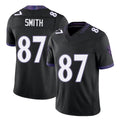 Baltimore #87 Smith Player Football V Neck Short Sleeve Black Jersey Octavian For Men Youth Women Gift