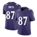 Baltimore #87 Smith Player Football V Neck Short Sleeve Purple Jersey Octavian For Men Youth Women Gift