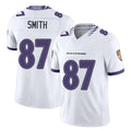 Baltimore #87 Smith Player Football V Neck Short Sleeve White Jersey Octavian For Men Youth Women Gift