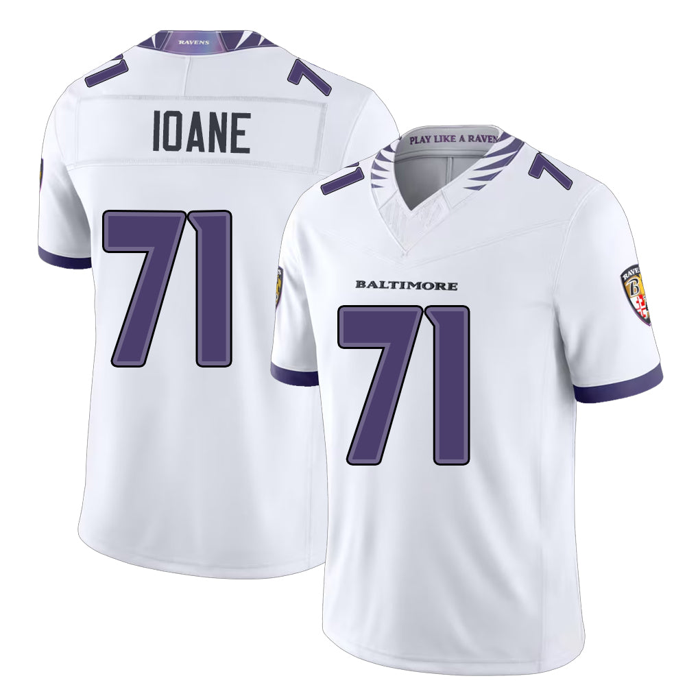 Baltimore #71 Ioane Player Football V Neck Short Sleeve White Jersey Olaivavega For Men Youth Women Gift