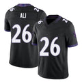 Baltimore #26 Ali Player Football V Neck Short Sleeve Black Jersey Rasheen For Men Youth Women Gift