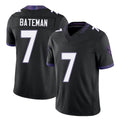 Baltimore #7 Bateman Player Football V Neck Short Sleeve Black Jersey Rashod For Men Youth Women Gift