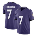 Baltimore #7 Bateman Player Football V Neck Short Sleeve Purple Jersey Rashod For Men Youth Women Gift
