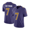 Baltimore #7 Bateman Player Football V Neck Short Sleeve Purple Jersey Rashod For Men Youth Women Gift