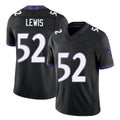 Baltimore #52 Lewis Player Football V Neck Short Sleeve Black Jersey Ray For Men Youth Women Gift