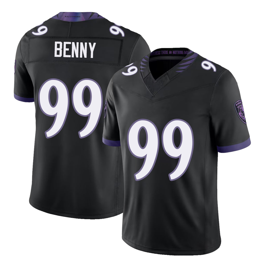 Baltimore #99 Benny Player Football V Neck Short Sleeve Black Jersey Rayshaun For Men Youth Women Gift