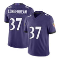 Baltimore #37 Longerbeam Player Football V Neck Short Sleeve Purple Jersey Robert For Men Youth Women Gift
